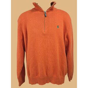 Polo Ralph Lauren Orange Cotton Quarter-Zip Sweater Large